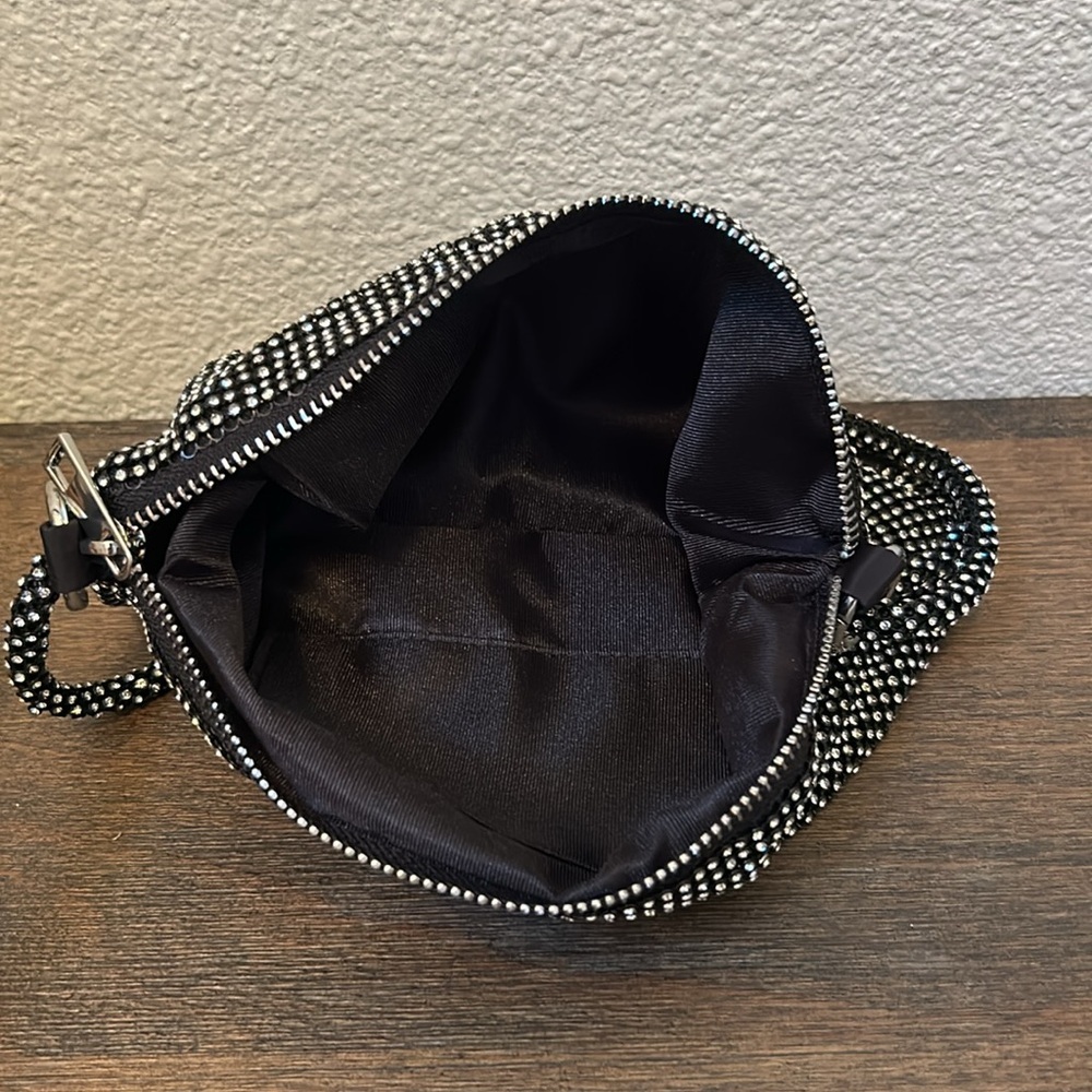 NWOT Rhinestone Black and Silver Shoulder Bag - Picture 6 of 6